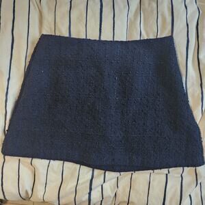 Abercrombie & Fitch SkIrt Women Large NAVYBlue Nubby Boucle Mini Side Zipper EUC
